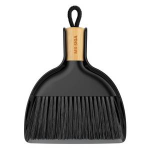lot 7518 image: MR.SIGA Mini Dustpan and Brush Set, Portable Cleaning Brush and Dustpan Combo with Bamboo Handle, Black, 1 Set