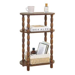 lot 7519 image: MaxSmeo Small Narrow Side Table, 3-Tier Narrow End Table with Storage, Skinny Side Table Nightstand for Small Space, Bedrooms, Living Room (Rustic Brown)