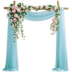 lot 7531 image: Sky Blue Chiffon Fabric 6.7 Yards - Wedding Arch Draping Fabric 29 x 20ft Sky Blue Sheer Curtains Wedding Decorations for Ceremony Backdrop