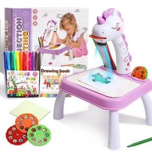 lot 7543 image: Unicorn Drawing Projector Kit for Kids, Art and Crafts Drawing Board for Kids with Music,12 Watercolor Drawing Pen, 3 Projection Discs,1 Drawing Book, Toy for 3 Year Old Girls Boys