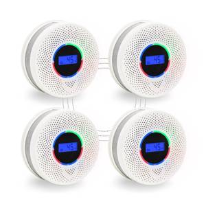 lot 7573 image: 10-Year Battery Wireless Interconnected Smoke and Carbon Monoxide Detector, Smart Interlink Smoke CO Alarm with Digital Display, Fire and CO Combo Alarm for Home (4 Pack)