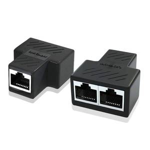 lot 7576 image: Ethernet Splitter Adapter, 1 to 2 Port, Supports Cat5, Cat5e, Cat6, Cat7 Cables - 2 Pack