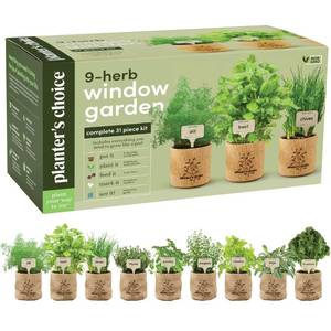 lot 7579 image: Planters Choice 9 Herb Indoor Window Garden Kit - House Plants Seeds - Best Unique Easter Gift Ideas for Women, Mom, Friend, Her, Birthday, Housewarming, Mother - New Home Kitchen Gifts