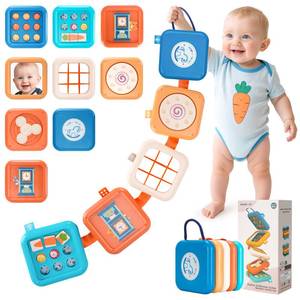 lot 7583 image: Flwedora Busy Board Toys for 1 Year Old Toddlers, Montessori Sensory Travel Toys for Airplane Car, Baby Learning Toy Gift for 1 Year Old Boy Girl & Activity Cube (Easter Stocking Stuffer, Birthday)