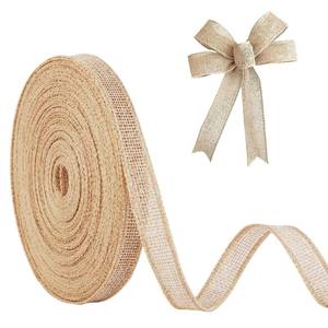 lot 7590 image: JaoZuyard Burlap Ribbon 12 inch X 20 Yard Natural Linen Woven Ribbon DIY Handmade Wired Edging Production Wreath Holiday Decoration Gift Ribbons for Gift Wrapping Jute Linen Ribbons