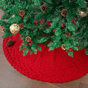 lot 7599 image: Mr. Pen- Small Christmas Tree Skirt, 24, Red Knitted Christmas Skirt Tree, Xmas Tree Skirt