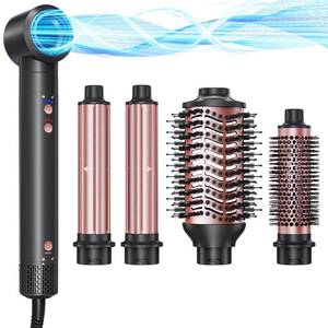 lot 7600 image: 5-in-1 Hot Air Styler Wrap, High-Speed Hair Dryer Brush Blow Dryer with 2 Auto Wrap Curlers for Curling, Straightening, Volumizing, Fast Drying & Frizz-Free Styling for All Hair Types