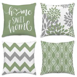 lot 7607 image: Hexagram Geometric Sage Green Pillow Covers 18x18 Set of 4, Decorative Outdoor Boho Modern Throw Pillow Covers, Home Sweet Home Farmhouse Cushion Case for Couch Sofa Bedroom Indoor Decor(No Insert)