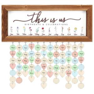 lot 7609 image: TOARTi Vintage Family Birthday Calendar Wall Hanging with 100pcs Wood Tags(16x6), Rustic Framed Birthday Anniversary Reminder Board, DIY Birthday Tracker Plaque Gift for FriendMotherGrandma
