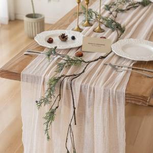lot 7618 image: Keketoarrange 3pcs Beige Cheesecloth Table Runner Gauze Rustic 120 Inch 10 FT for Wedding Baby Shower Bridal Shower Birthday Engagement Garden Party Long Sheer Boho Spring Easter Home Decorations