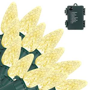 lot 7621 image: Brightever C3 Battery Operated Christmas Lights, 20FT 50LED Christmas Battery Powered String Lights with Timer & 8 Lighting Modes, Xmas Decor for Wreaths Room Patio Wedding Party, Warm White, 1-Pack