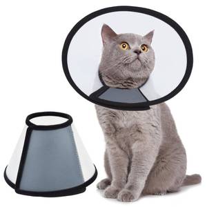 lot 7638 image: Vivifying Cat Cone, Adjustable Recovery Pet Cone, Three Sizes Lightweight Plastic Elizabethan Collar for Cats, Mini Dogs and Rabbits (Black)