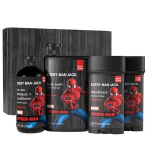 lot 7665 image: Every Man Jack Spider-Man Body Set - Perfect for Every Guy & Marvel-Lover - Bath and Body Marvel Gift Set with Clean Ingredients & Incredible Scents - Includes Body Wash, Shampoo & Deodorant 2-Pack