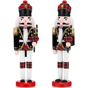 lot 7671 image: Gejoy 12 in Christmas Nutcrackers Decorations Bagpipe Soldier Wooden Red Black Plush Nutcracker Doll Figures Xmas Holiday Collectible Gifts for Festive Christmas Tree Table Decor
