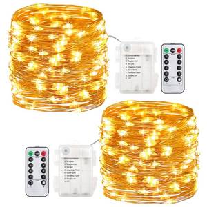 lot 7675 image: GDEALER 2 Pack 20 Feet 60 Led Fairy Lights Battery Operated with Remote Control Timer, 8 Modes Waterproof Copper Wire Twinkle String Lights for Bedroom Party Indoor- Warm White