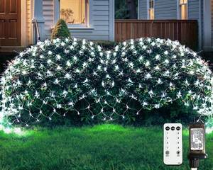 lot 7678 image: JMEXSUSS Outdoor Net Lights Waterproof, 12ft x 5ft with 8 Modes Remoter, 360 LED Plug in Net Lights for for Bush Patio Christmas Tree Decor (Clear Wire, White)