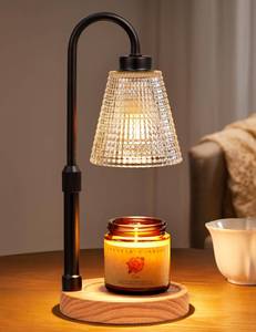 lot 7691 image: Innqoo Rustic Candle Warmer Lamp with Timer, Dimmable Candle Warmer for Jar Candles, Height Adjustable Wax Melts Warmer, Birthday Gifts for Women Mom, House Warming Gifts New Home Decor