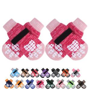 lot 7704 image: PUPTECK Anti-Slip Dog Socks with Double Sides Grips for Small Medium Large Dogs Hardwood Floors Prevents Licking, Dog Shoes for Hot Pavement Traction Control for Senior Dogs, Fuschia, L