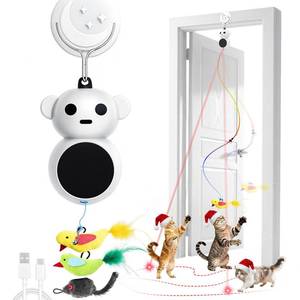 lot 7710 image: Interactive Cat Toys for Indoor Cats 2 in 1 Laser Pointer Cat Toy with Automatic Flying Bird & Mouse Wand, Smart Motion Mode Adjustable Speed, USB Rechargeable Safe for Bored Kittens and Adult Cats