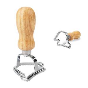 lot 7714 image: XINBADA Wooden Handle Stainless Steel Cookie Stamps,Christmas Hat Cookie Cutter Custom Embossed Biscuit Stamp for Baking, Durable Cookie Decorating Tools