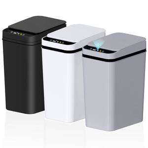 lot 7748 image: jinligogo 3Pack Bathroom Small Trash Can with Lid, 2.6 Gallon Touchless Automatic Garbage Can Slim Waterproof Motion Sensor Smart Trash Bin for Bedroom, Office, Living Room WhiteBlackGrey
