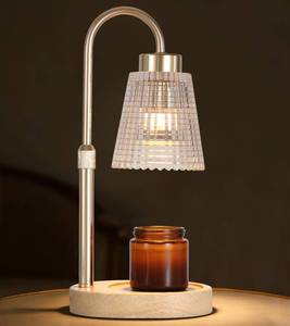 lot 7761 image: MEIXISUE Gold Candle Warmer Lamp with Timer and Dimmer,Fragrance Electric Wax Melt Warmer with 2 Bulbs,Scented Jar Lamp,Mothers DayBirthdayChristmas Gifts for MomWife,Home Decor,Adjustable Height