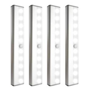 lot 7775 image: SIXDEFLY 4 Pack LED Motion Sensor Lights, 10 LED Closet Battery Operated Lights, Stick-On Anywhere Magnetic Night Light Bar, Led Safe Light Indoor for Closet Stairs Wardrobe