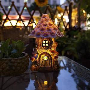 lot 7785 image: Fairy Garden House Outdoor Figurine Lights, Fairy Houses for Outside, Garden Statues Mushroom House, for Patio, Yard, Balcony Decoration, Outdoor Decorations Yard and Birthday Gifts for Mom Women