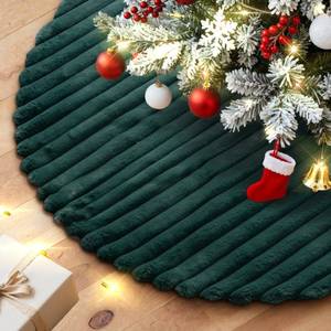 lot 8156 image: Lanpn Christmas Tree Skirt 16 inch, Faux Fur Xmas Tree Skirt Plush Winter Christmas Tree Mat for Small Mini Pencil Slim Artificial Trees Winter Home Party Indoor Xmas Decor (Green, 40cm)