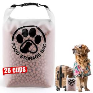 lot 8185 image: Aosnare 25 Cups Pet Food Storage Bag for Travel - Transparent Leak-Proof Dog Food Container with Roll-Top Closure, Keeps Kibble Fresh for Camping Trip, Dog Boarding, Weekend Getaways