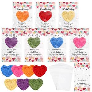lot 8190 image: Mindsoft 35 Sets Valentine Emotional Cheer Support Gift Bulk Cute Hand Crocheted Pocket Hug Heart Inspirational Cards and Bags Valentine Party Favor for Preschool Toddler Boy Girls