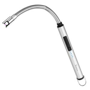 lot 8198 image: SUPRUS Electric Candle Lighter USB Type C Rechargeable Lighter Steel Shell &amp Hanging Hook with 360° Flexible Neck(Silver)