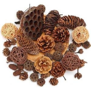lot 8220 image: DomeStar 38PCS Pine Cone Set for Bowl Centerpiece - Natural Decor Bowl Fillers with Acorns, Berries and Pinecones Ornament for Home or Festive Display