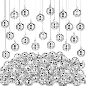 lot 8236 image: PercyEffie 120 Pcs Mirror Mini Disco Balls Ornament, 1.2 Inch Reflective Tiny Party Decor Disco Balls Ornaments Mardi Gras Small Hanging Decorations for for Wedding Festival Stage Prop(Silver)