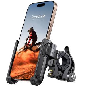 lot 8241 image: Lamicall Motorcycle Bike Phone Mount - No Block Camera 1s Lock Bike Cell Phone Holder Clamp, Bicycle Scooter Handlebar Clip, Gifts for iPhone 17 16 15 14 Pro Max, Galaxy S25 Ultra, 4.7-7 Phones