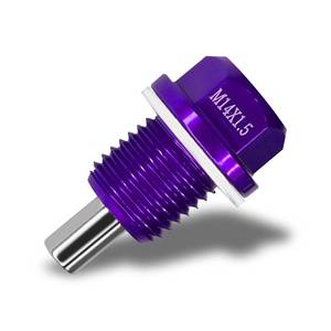 lot 8250 image: Hirificing M14X1.5 Car Magnetic Oil Drain Plug Removal Tool, Aluminum Alloy Oil Pan Sump Drain Nut Bolt Screw Repair Kit for Most Ford, GM, Hyundai, KIA and Accord, Civic, Pilot, Odyssey (Purple)