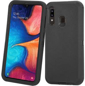 lot 8254 image: Annymall Heavy Duty Defender Armor Case for Samsung Galaxy A20A30A50 - Built-in Screen Protector - Black