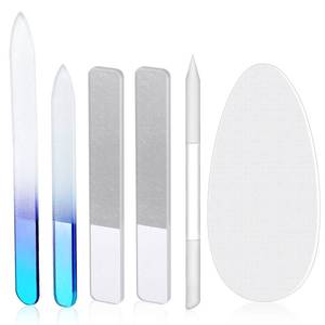 lot 8258 image: 6 Pcs Glass Nail File and Nail Shiner Set Manicure Pedicure Glass File Buffer Cuticle Trimmer Nano Finger Nano Foot Scrubber Callus Remover Foot Care Pedicure Fingernails Toenail