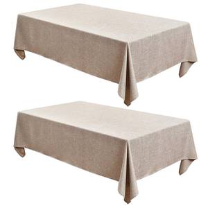 lot 8262 image: Fitable Nature Faux Linen Tablecloths Rectangle 60 x 84 Inch - 2 Pack Neutral Table Clothes for 4-6 Foot Tables, Wrinkle-Proof Faux Burlap Table Cover for Dining, Farmhouse, Outdoor Picnic, Camping