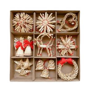 lot 8288 image: OGWSRK Straw Decoration Set Nordic Christmas Decoration, Star Snowflake Heart Angel Flower Ring Goat, Denmark Norway Nordic Straw Ornaments Christmas Tree Ornaments