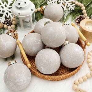 lot 8294 image: Yunlly 12 Pcs Large Neutral Textured Christmas Ball Ornaments 3.15 Inch Vintage Rustic White Ivory Xmas Bulbs Ornaments Shatterproof Farmhouse Modern Christmas Home Decor for Tree Holiday Decor