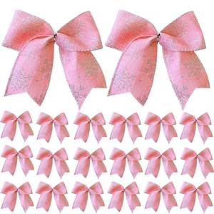 lot 8295 image: MATUTINAL 20 Pcs 6 Inch Christmas Bows, Snowflake Pink Ribbon Bows for Xmas Tree Decor, Tie Bows Wreath Ornament, Wedding Party, Home Indoor Decorations Bulk