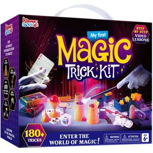 lot 8298 image: Klever Kits 180 Magic Set- My First Magic Trick Kit- Amazing Magician Toy with Step-by-Step Video Lessons, for Kids Aged 6 Easy Tricks of Wand and Illusion Cards by Jova