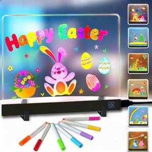 lot 8308 image: Lumiboard Light up Drawing Board for Kids Christmas Gifts, Acrylic Dry Erase Boards with Light, for Girls Teens Sketching Gift, with 4 Modes 7 Color Pens 6 Style Pictures