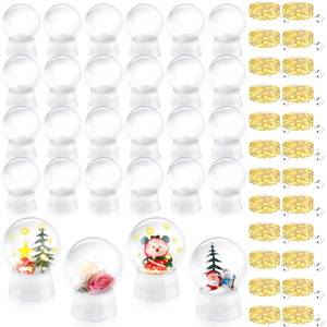 lot 8320 image: Lenwen 24 Set DIY Snow Globe Christmas LED Kit Including 4 Inch Plastic Clear Snow Globe with Screw Off Cap and 19.7 Inch 10 LED String Lights for Xmas DIY Crafts Decoration