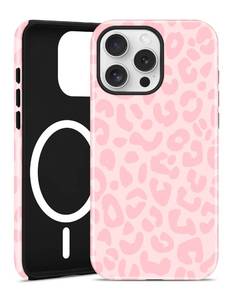 lot 8344 image: Jusy Compatible with MagSafe Leopard Print Phone Case for iPhone 16 Pro, Trendy Luxury Magnetic Soft TPU and Hard PC Protective Phone Cover for Women Girls - Pink Leopard