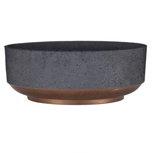 lot 8347 image: The HC Companies 8 Inch Round Plastic Succulent Capri Bowl 8x8x3 in Faux Concrete Color with Copper Band