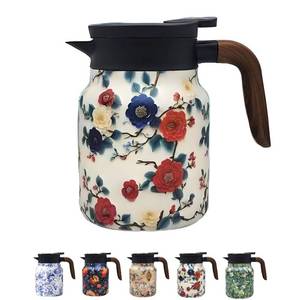 lot 8354 image: Vintage Pattern Coffee Carafes, 35 Oz1 Liter - Hot and Cold with Infuser, Perfect for PartiesHome Use (Plum Flower)