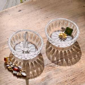 lot 8355 image: LOULIQIGIFT Set of 2 Crystal Jewelry Dish Trays 3.1in Clear Round Trinket Ring Holders for Valentines, Wedding, Birthday, Anniversary, Mothers Day Decor
