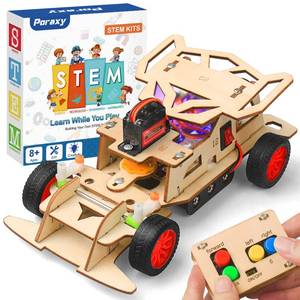 lot 8359 image: Poraxy STEM Kits for Kids 8-10, STEM Toys for Boys Ages 8-13, Remote Control Car, Wooden 3D Puzzles 8-12 Science Projects Building Model, Birthday Valentines Gifts for 9 11 14 Year Old Teen Boys Girls